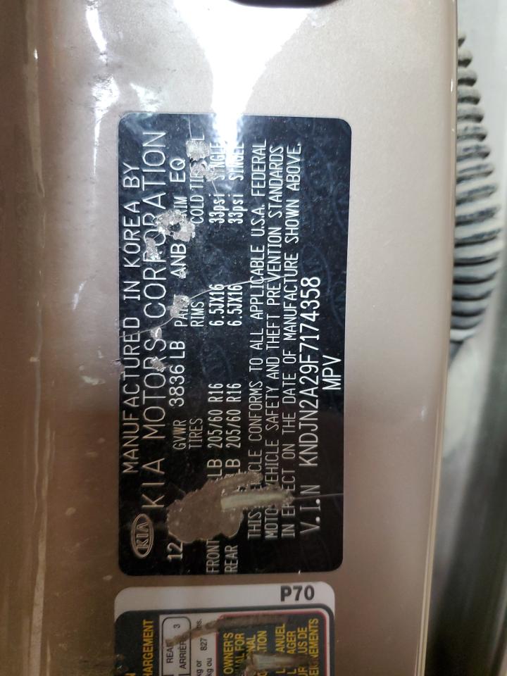 2015 Kia Soul VIN: KNDJN2A29F7174358 Lot: 62692664