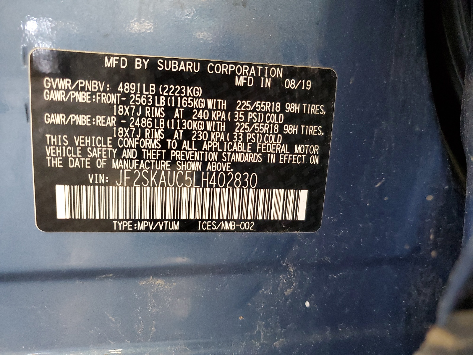 JF2SKAUC5LH402830 2020 Subaru Forester Limited