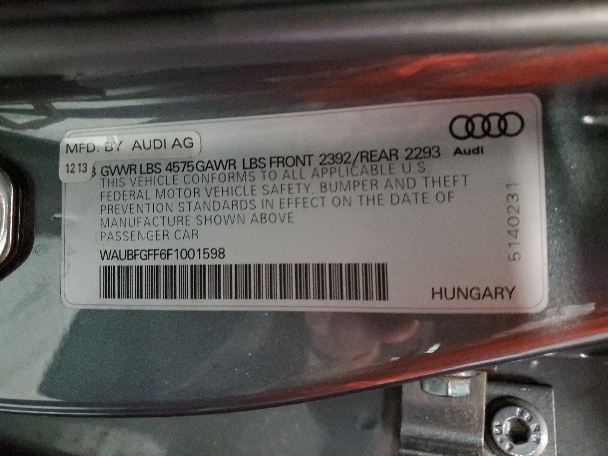 2015 Audi A3 Premium vin: WAUBFGFF6F1001598