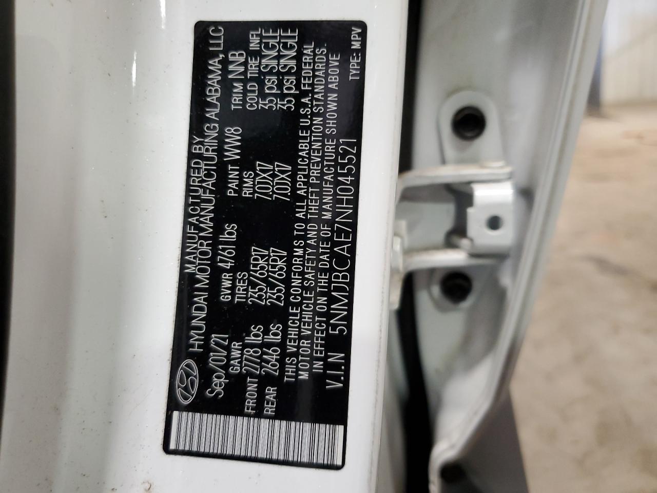 2022 Hyundai Tucson Sel VIN: 5NMJBCAE7NH045521 Lot: 63423844