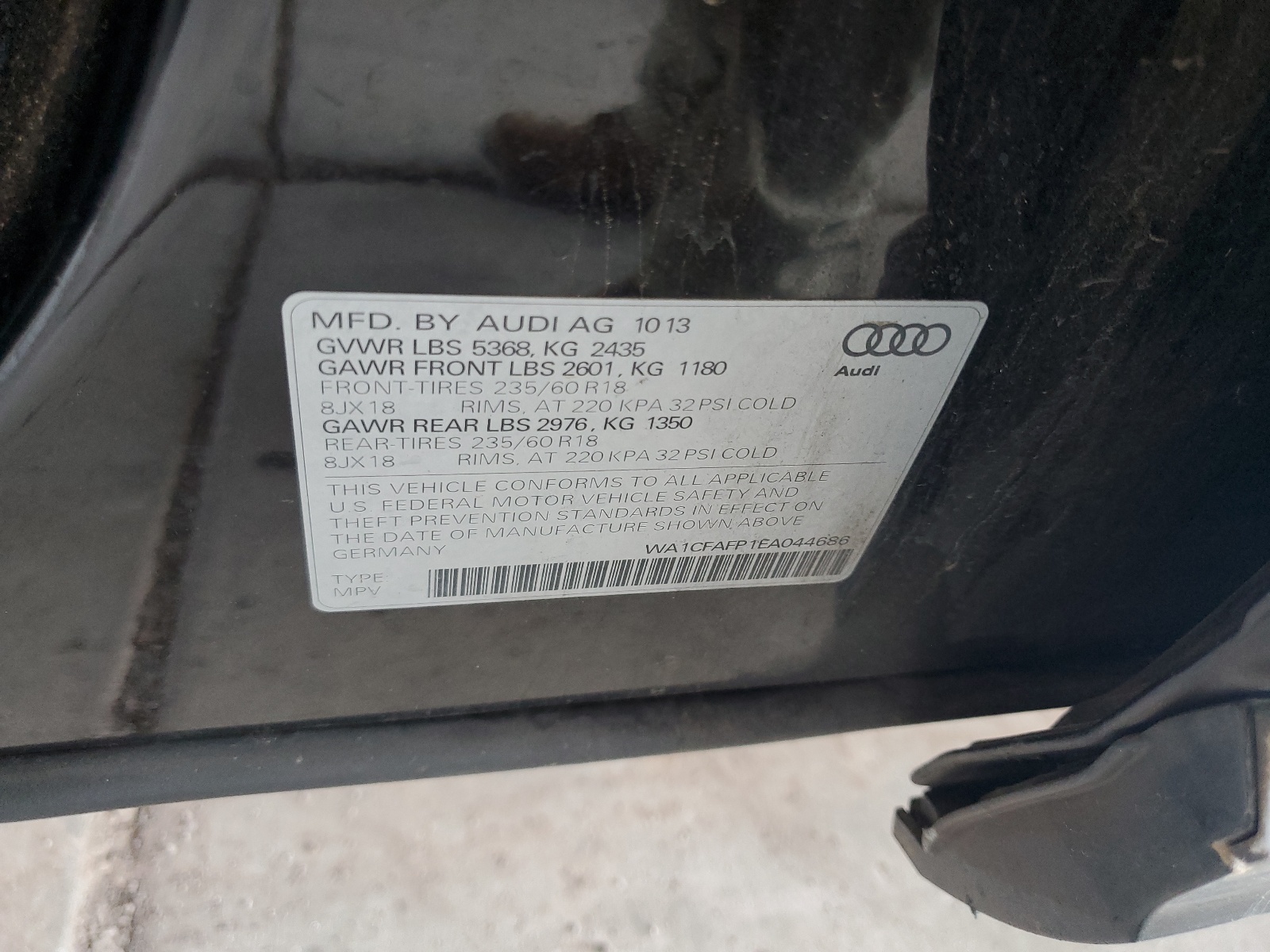 2014 Audi Q5 Premium vin: WA1CFAFP1EA044686