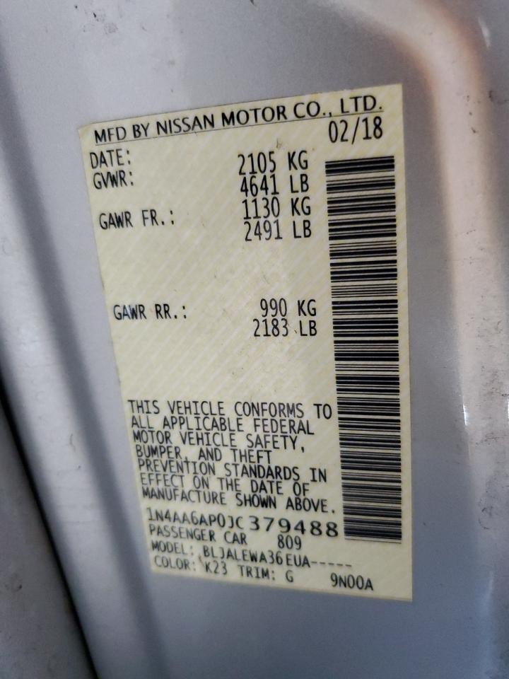 2018 Nissan Maxima 3.5S VIN: 1N4AA6AP0JC379488 Lot: 63558344