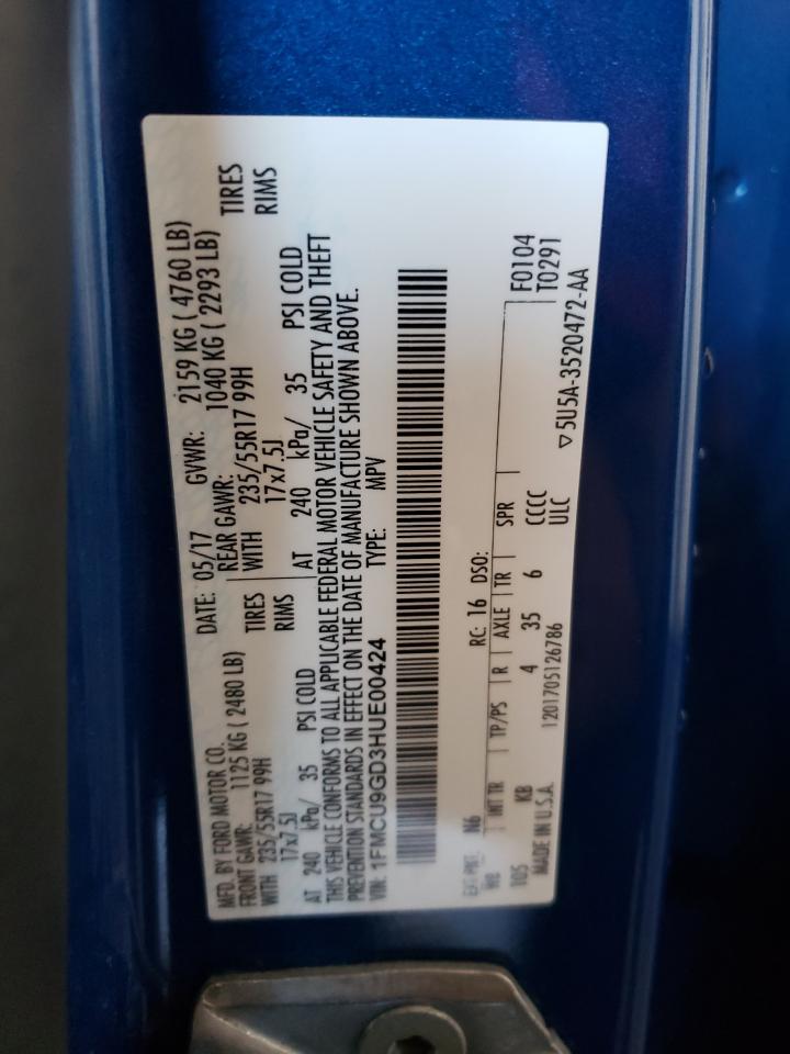 1FMCU9GD3HUE00424 2017 Ford Escape Se