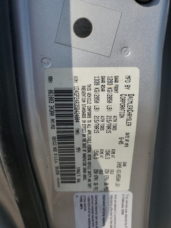 2005 Dodge Grand Caravan Se VIN: 1D4GP24R35B424804 Lot: 61249344