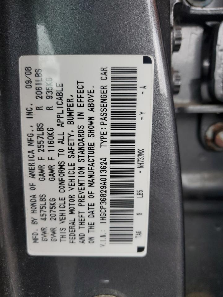 1HGCP36829A013624 2009 Honda Accord Exl