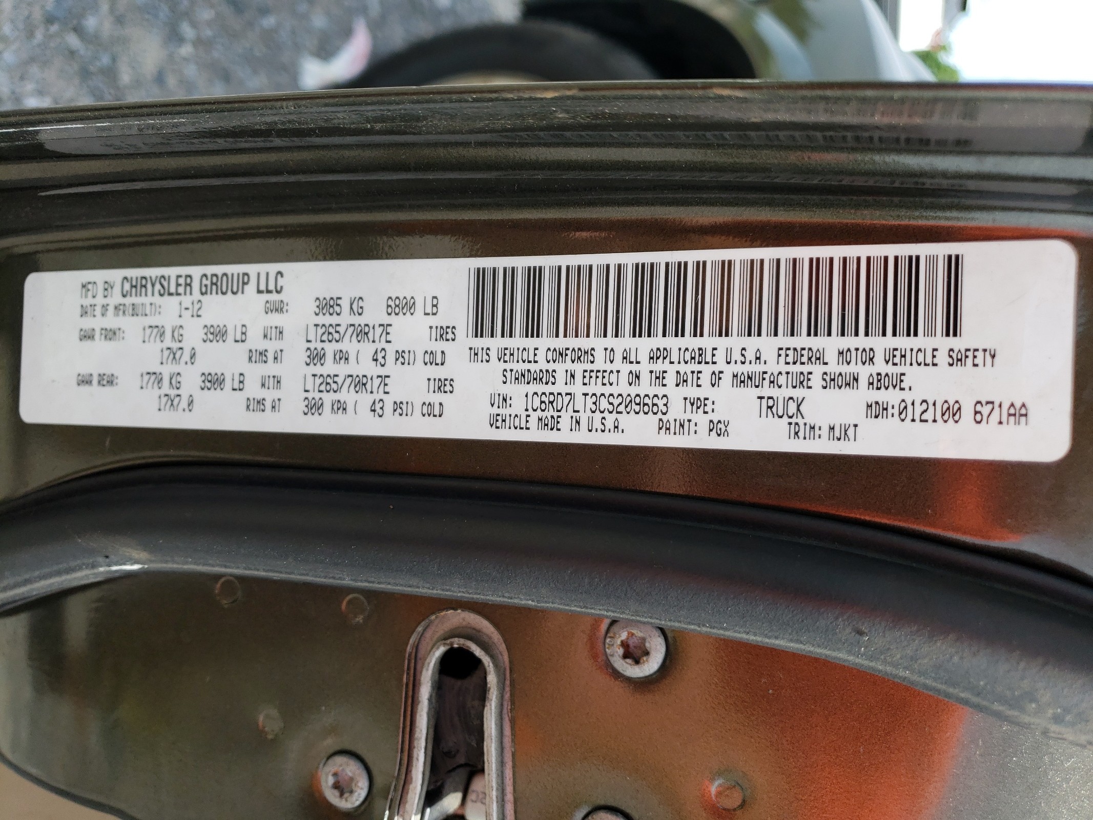 1C6RD7LT3CS209663 2012 Dodge Ram 1500 Slt