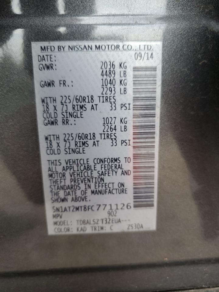 2015 Nissan Rogue S VIN: 5N1AT2MT8FC771126 Lot: 64653154