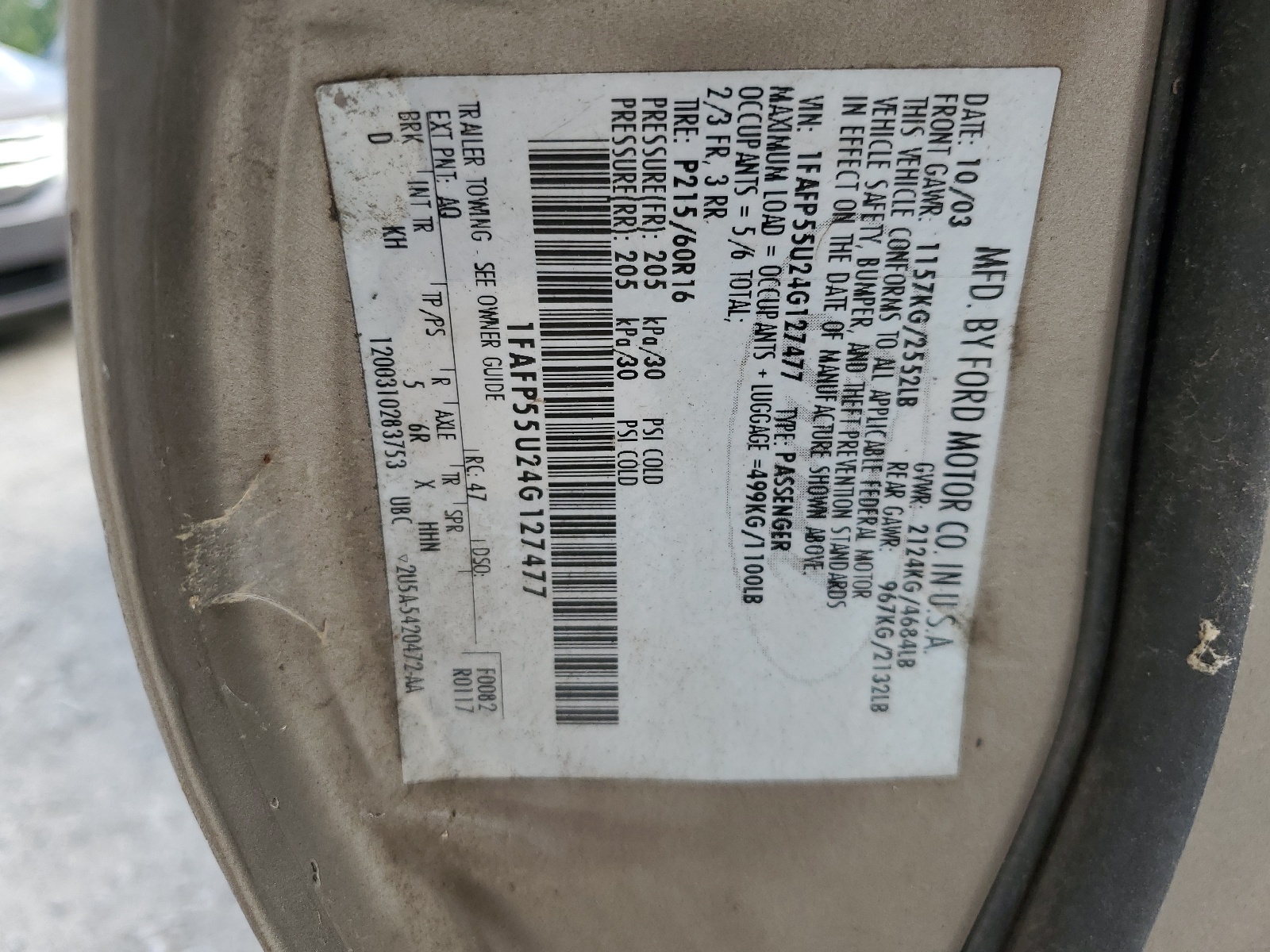1FAFP55U24G127477 2004 Ford Taurus Ses