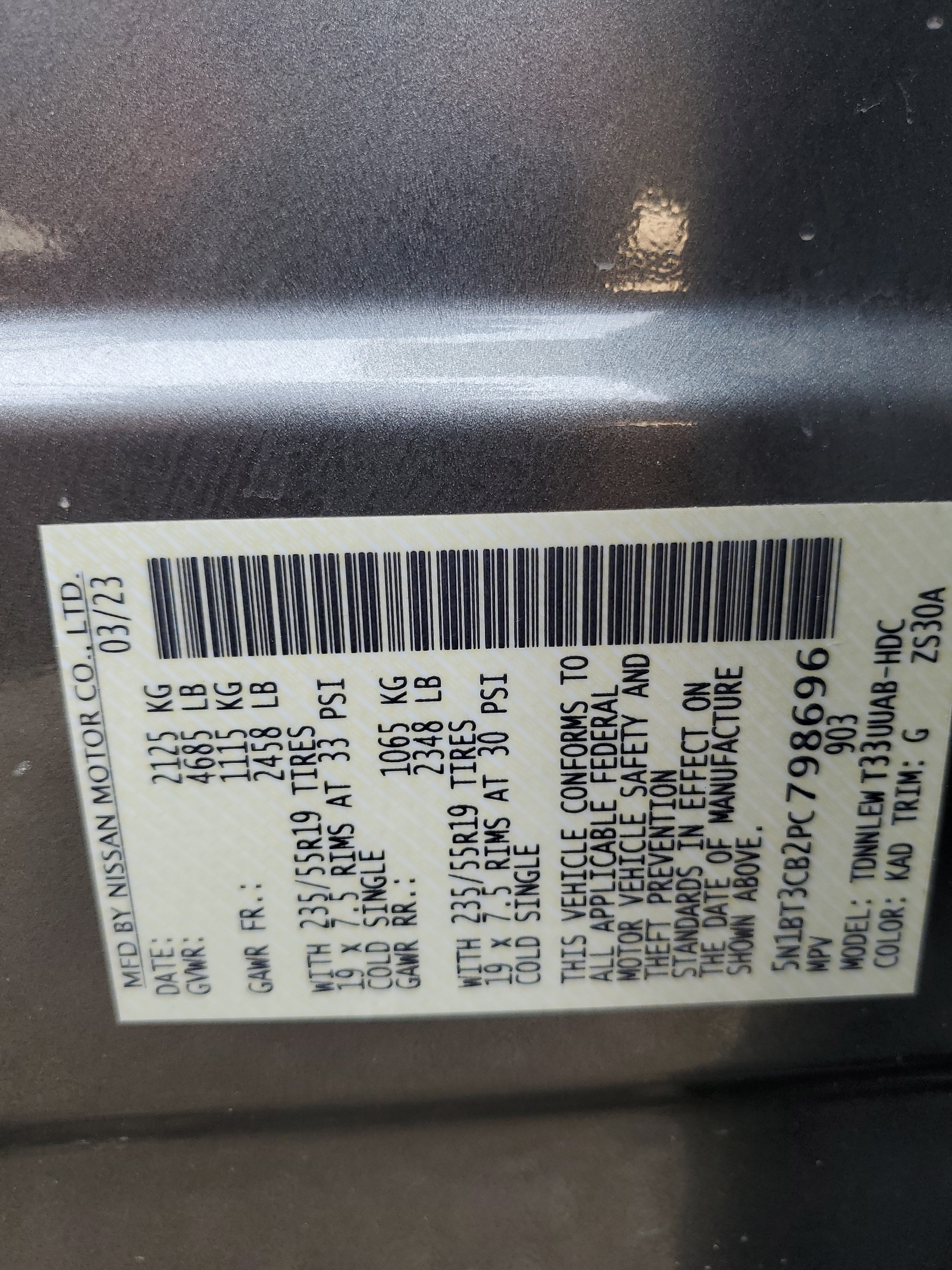 5N1BT3CB2PC798696 2023 Nissan Rogue Sl