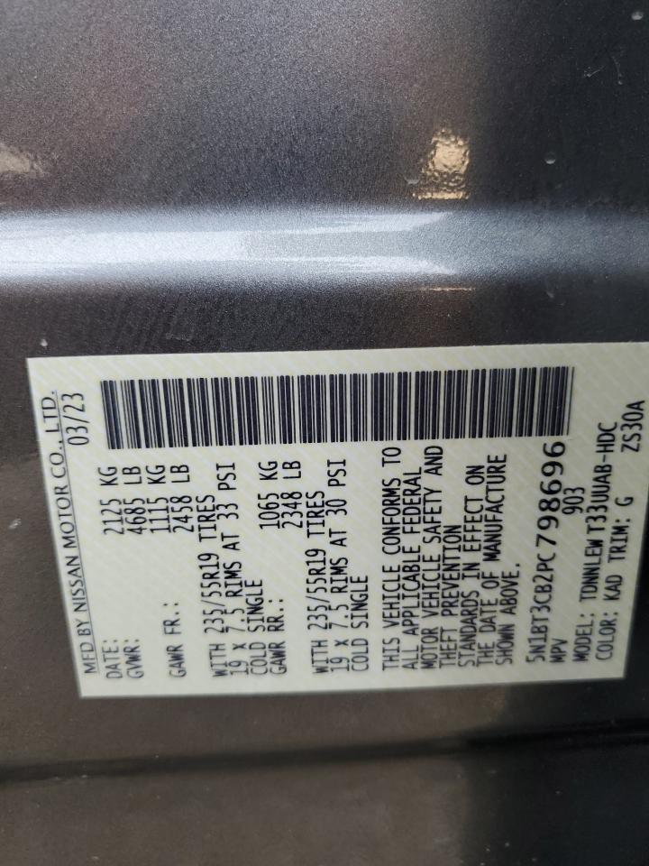 2023 Nissan Rogue Sl VIN: 5N1BT3CB2PC798696 Lot: 65430084