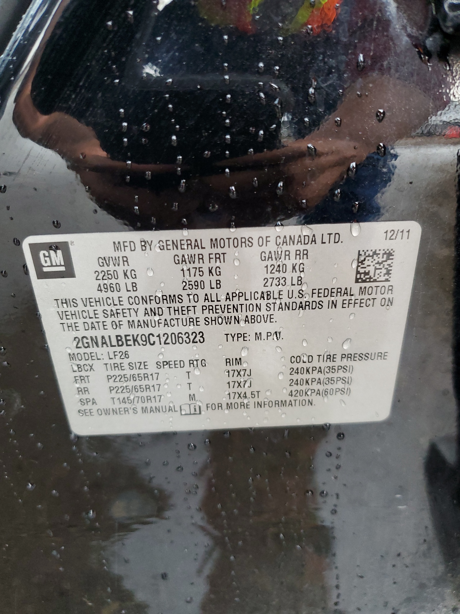 2GNALBEK9C1206323 2012 Chevrolet Equinox Ls