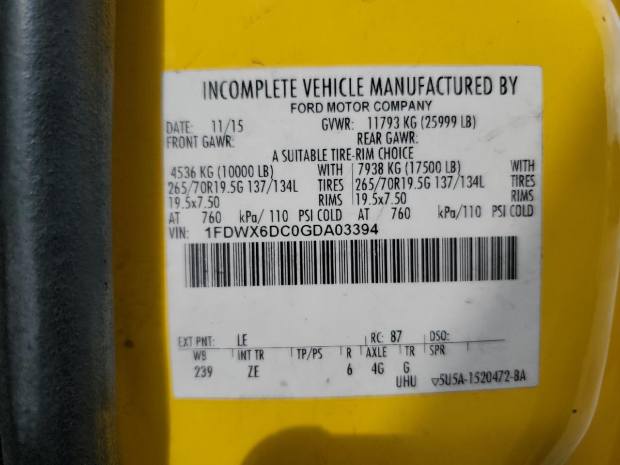 1FDWX6DC0GDA03394 FORD F650 2016