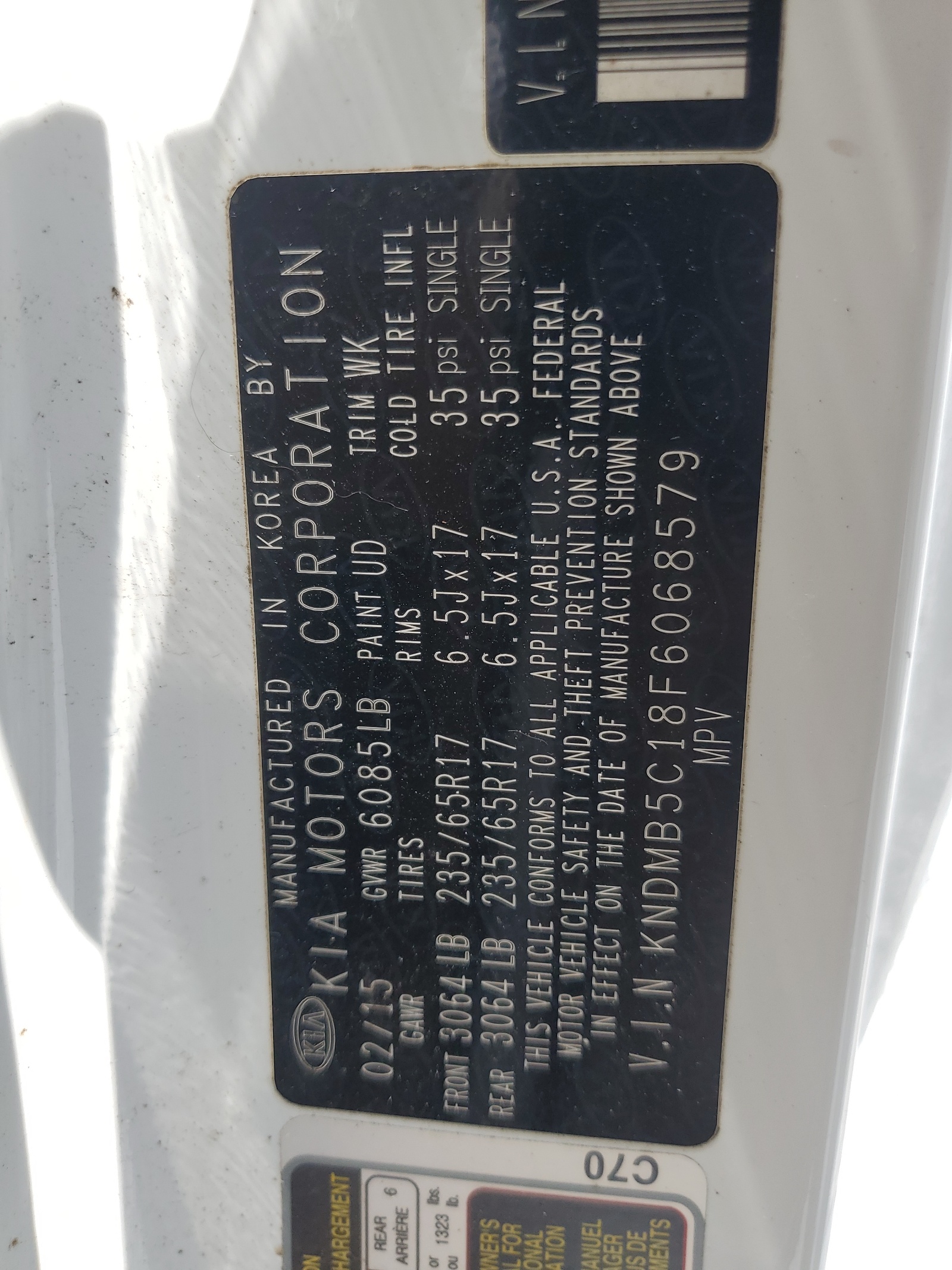 KNDMB5C18F6068579 2015 Kia Sedona Lx