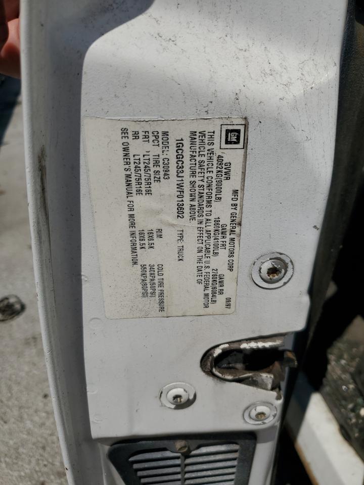 1998 Chevrolet Gmt-400 C3500 VIN: 1GCGC33J1WF013602 Lot: 62551964