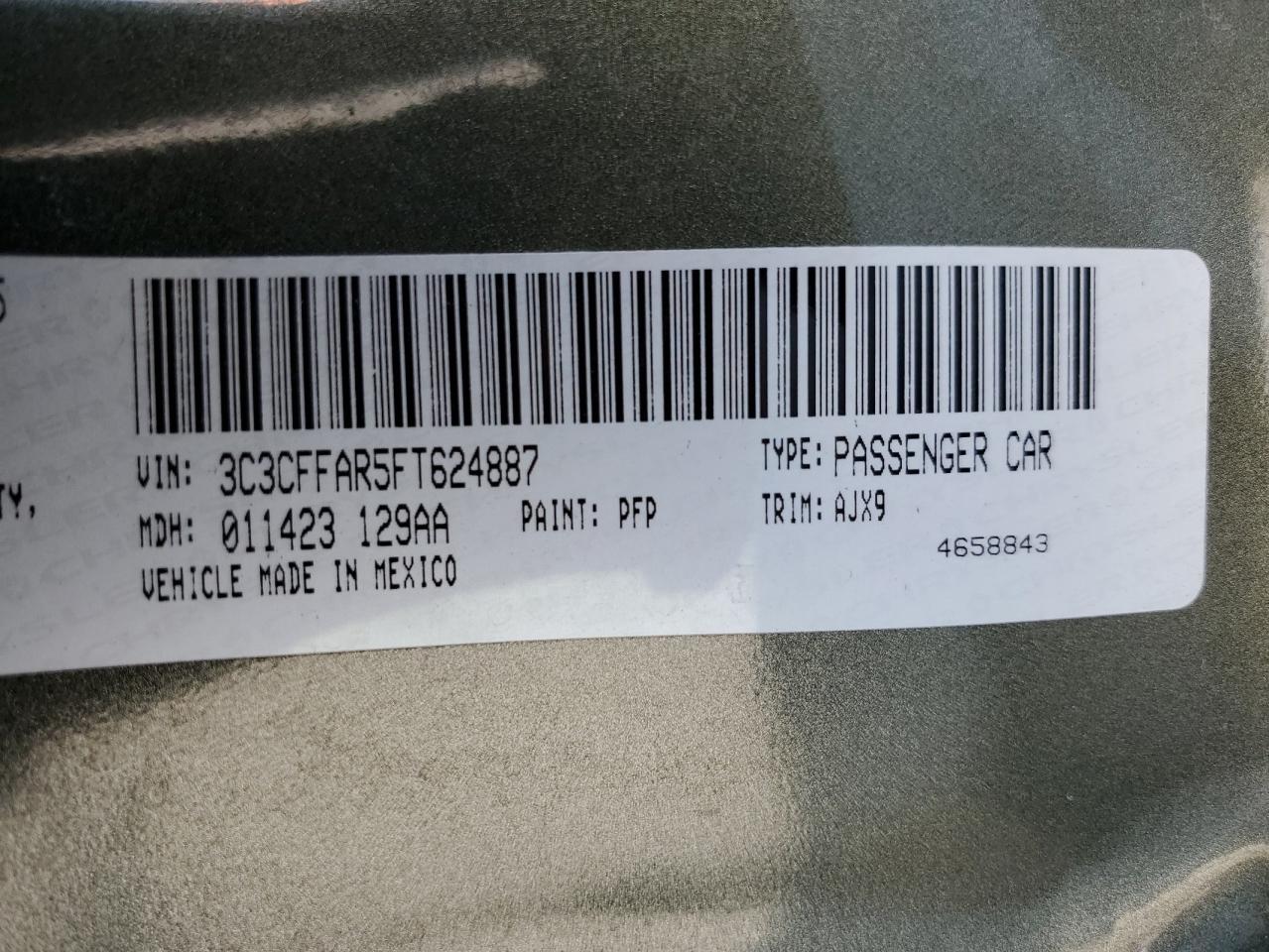 2015 Fiat 500 Pop VIN: 3C3CFFAR5FT624887 Lot: 62146154