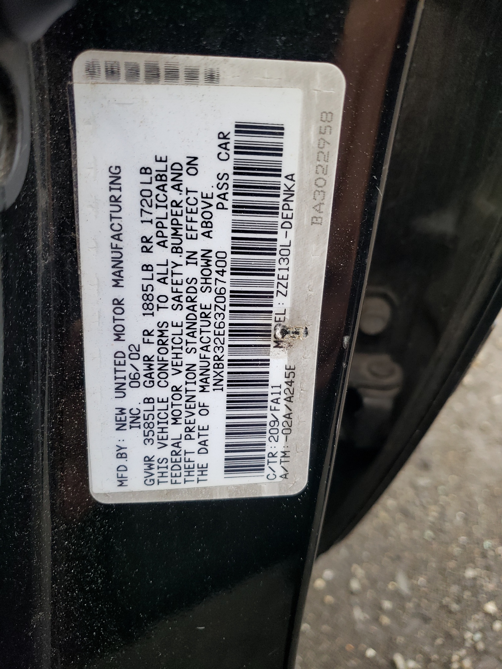 1NXBR32E63Z067400 2003 Toyota Corolla Ce