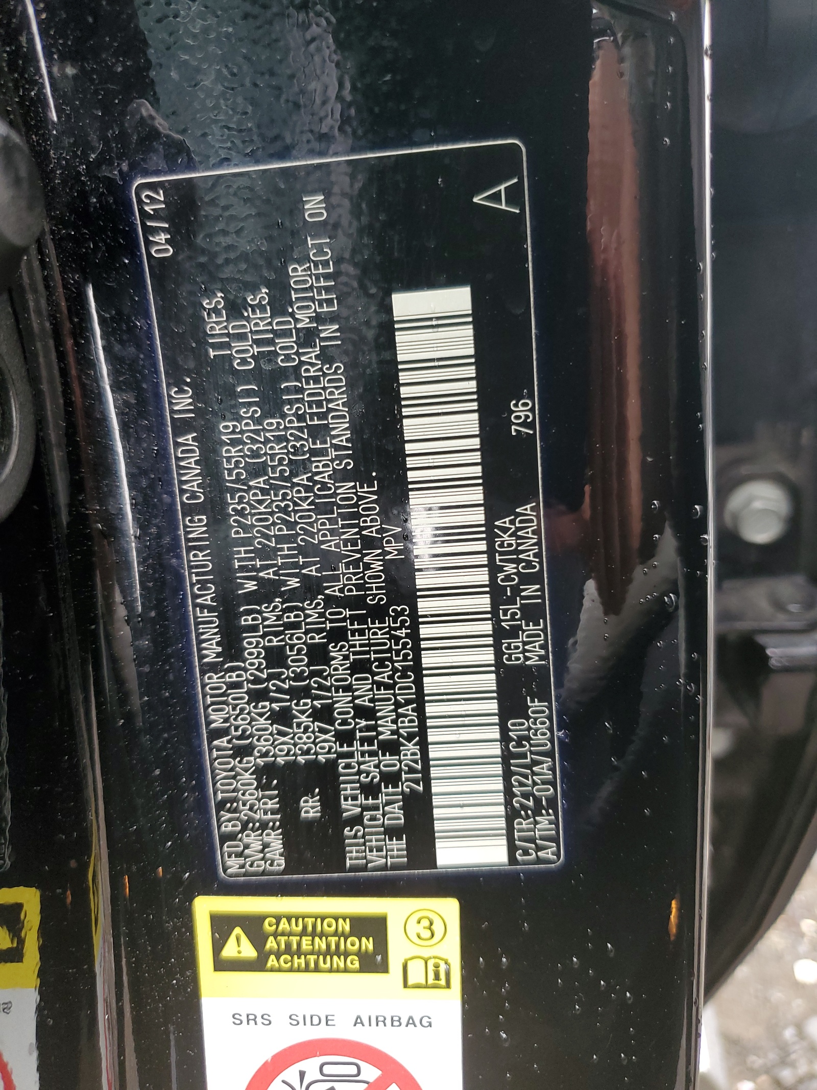 2T2BK1BA1DC155453 2013 Lexus Rx 350 Base