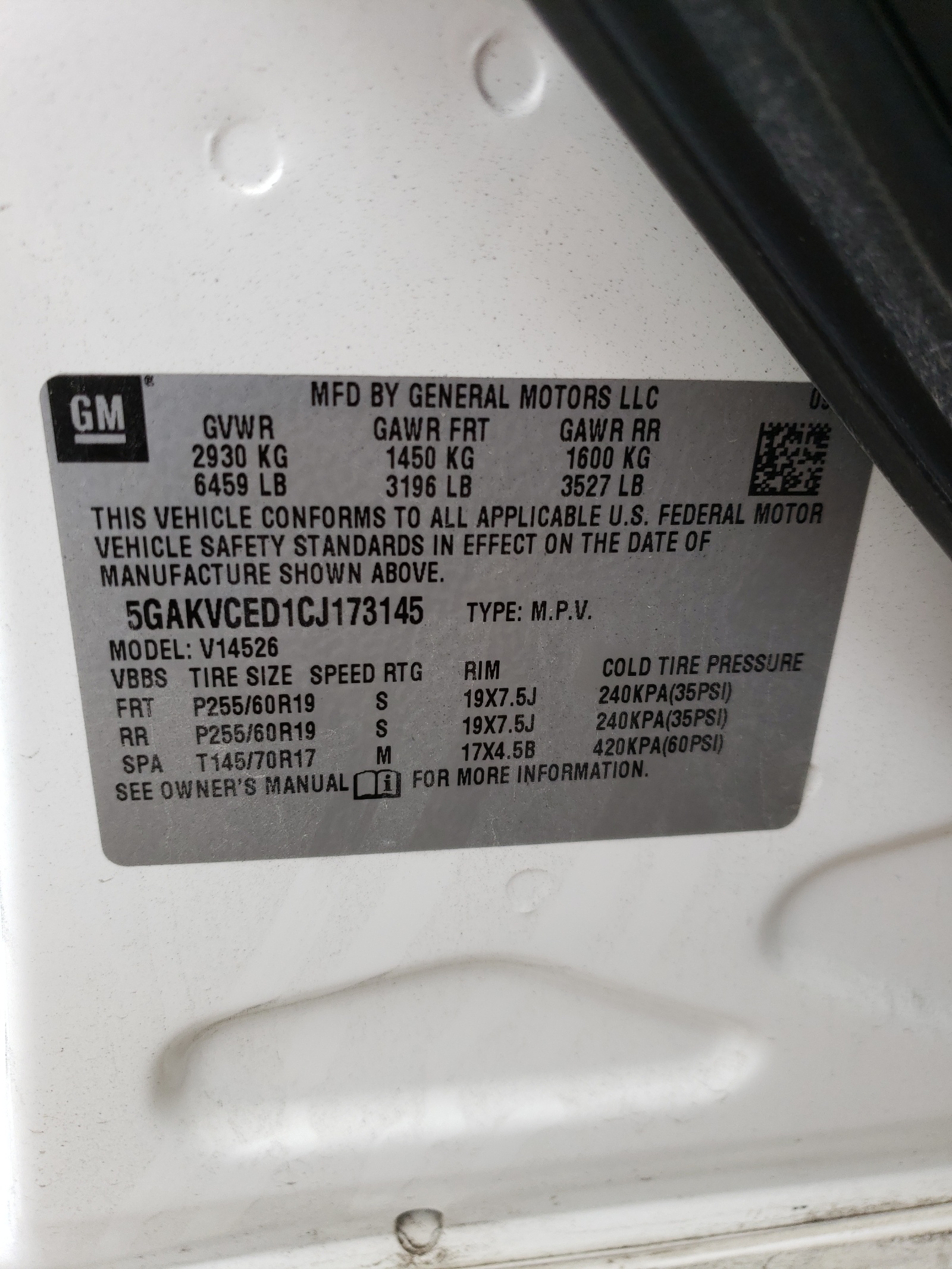 5GAKVCED1CJ173145 2012 Buick Enclave