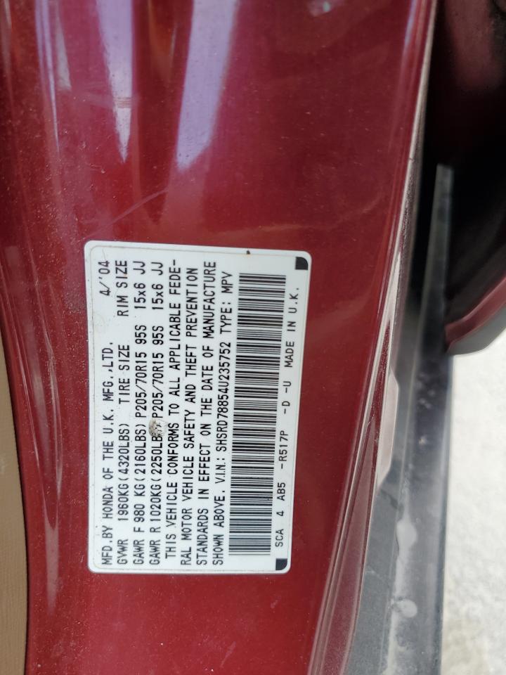 2004 Honda Cr-V Ex VIN: SHSRD78854U235752 Lot: 62569244