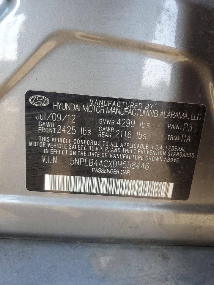 2013 Hyundai Sonata Gls VIN: 5NPEB4ACXDH558446 Lot: 63240944