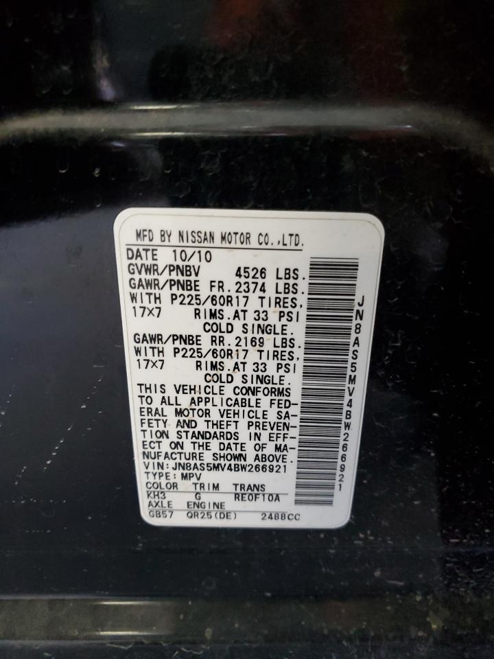 2011 Nissan Rogue S VIN: JN8AS5MV4BW266921 Lot: 64436064