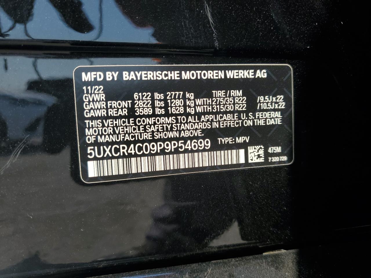 2023 BMW X5 Sdrive 40I VIN: 5UXCR4C09P9P54699 Lot: 62949214