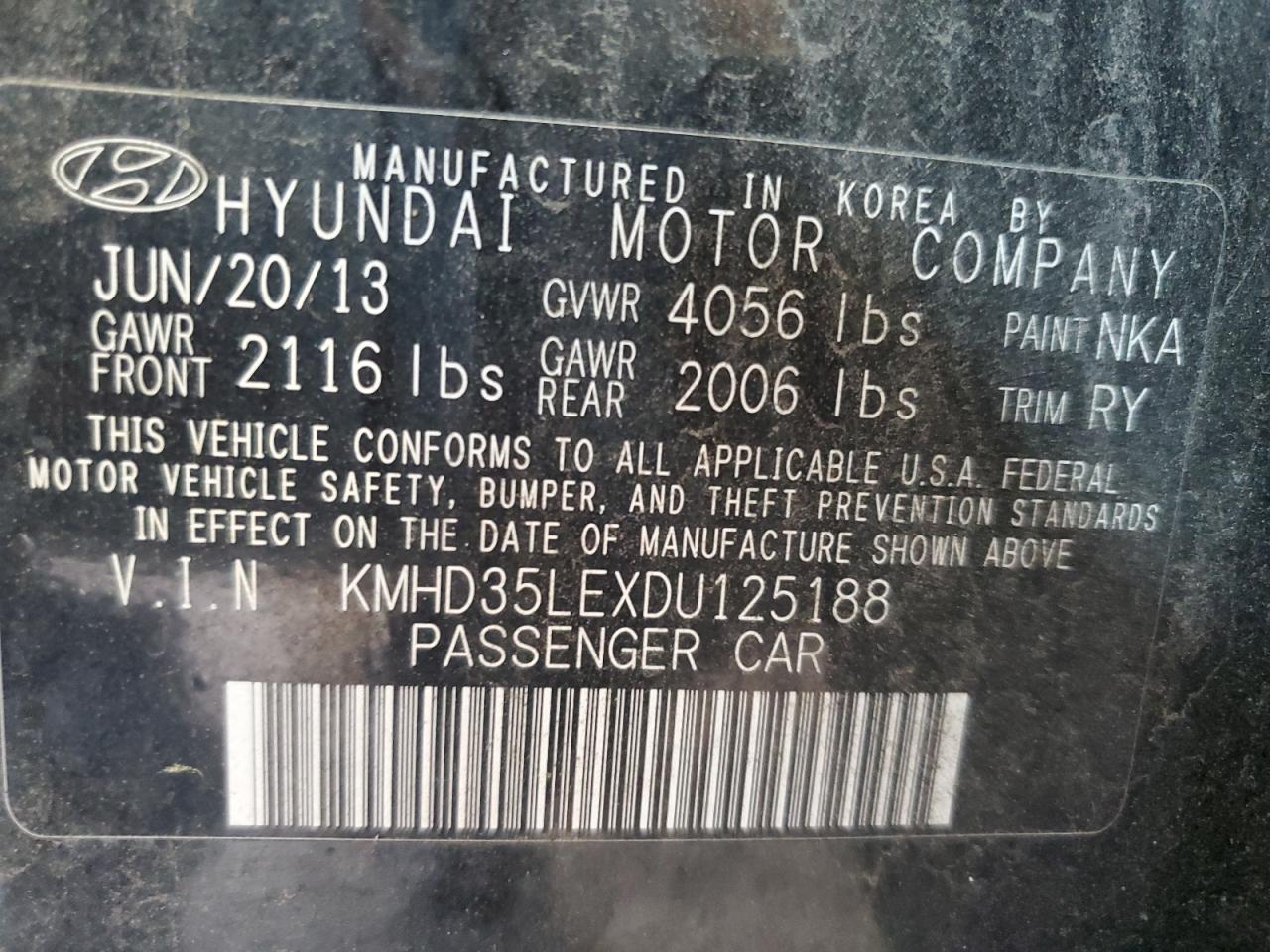 2013 Hyundai Elantra Gt VIN: KMHD35LEXDU125188 Lot: 64491514