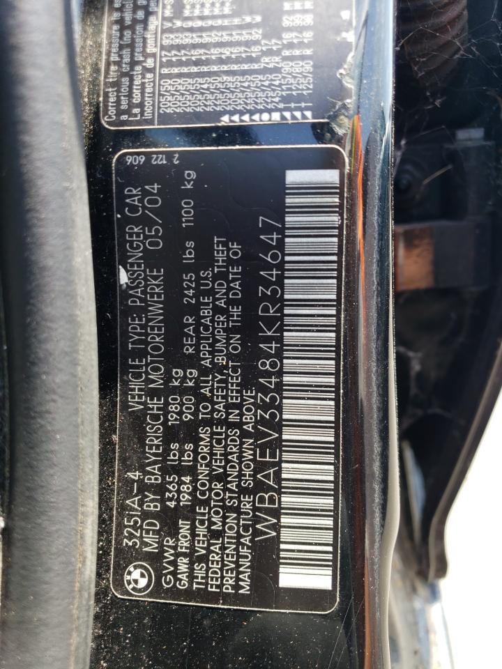 2004 BMW 325 I VIN: WBAEV33484KR34647 Lot: 60553954