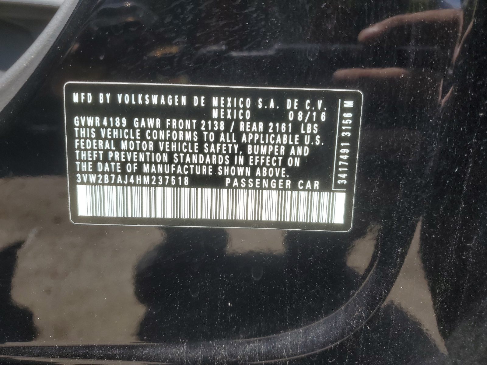 3VW2B7AJ4HM237518 2017 Volkswagen Jetta S