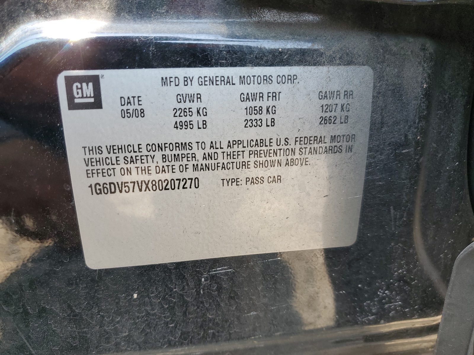 1G6DV57VX80207270 2008 Cadillac Cts Hi Feature V6