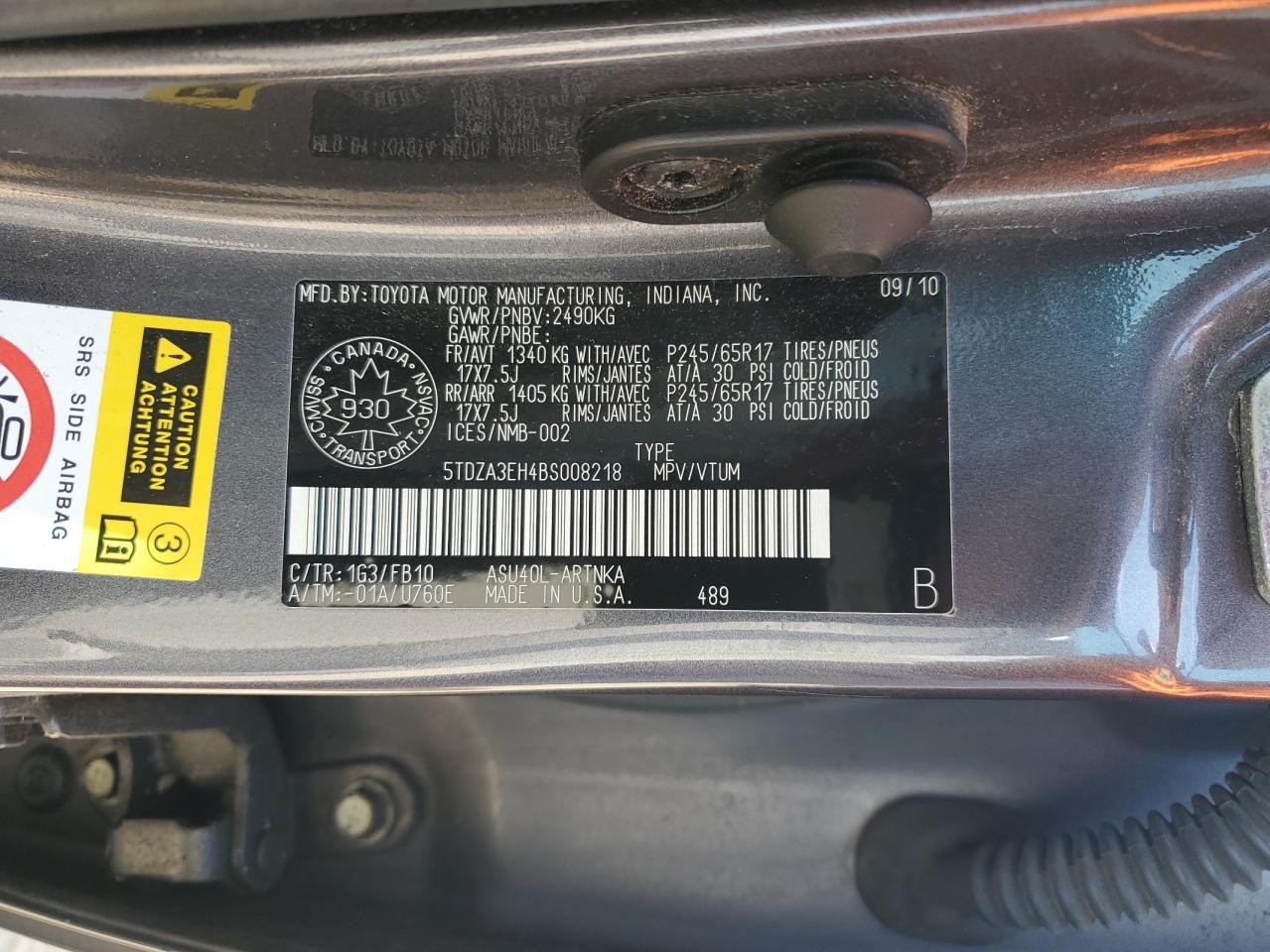 2011 Toyota Highlander Base VIN: 5TDZA3EH4BS008218 Lot: 63315064