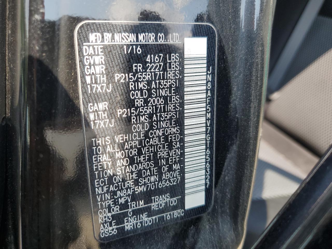 2016 Nissan Juke S VIN: JN8AF5MV7GT656327 Lot: 65428404