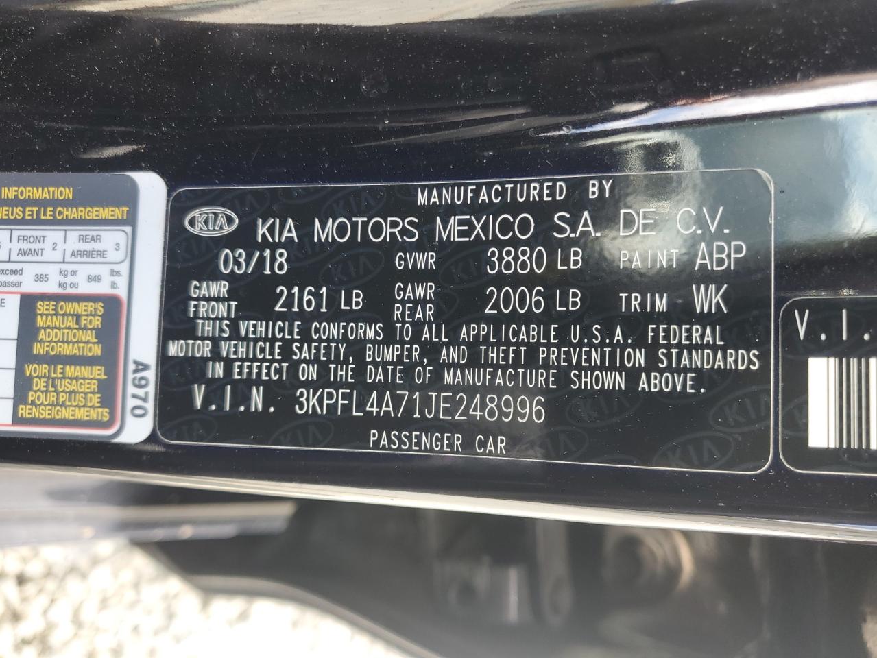 2018 Kia Forte Lx VIN: 3KPFL4A71JE248996 Lot: 64237494