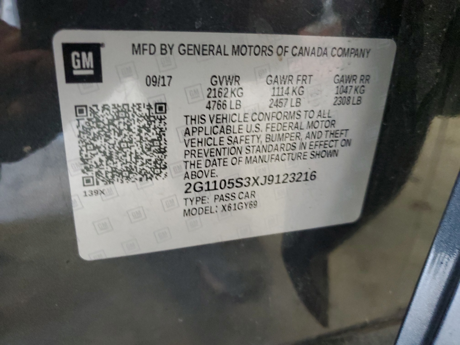 2G1105S3XJ9123216 2018 Chevrolet Impala Lt