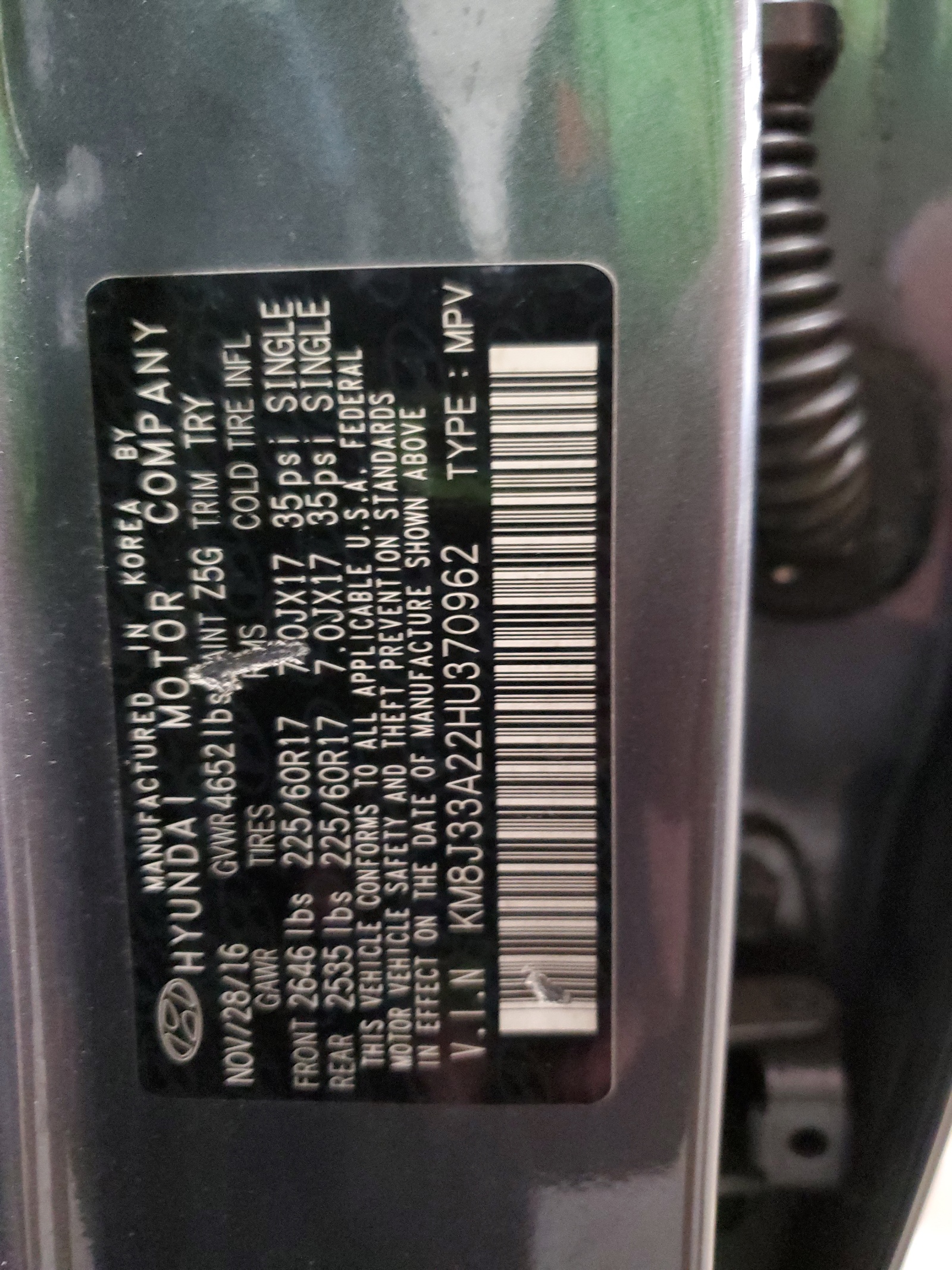 KM8J33A22HU370962 2017 Hyundai Tucson Limited