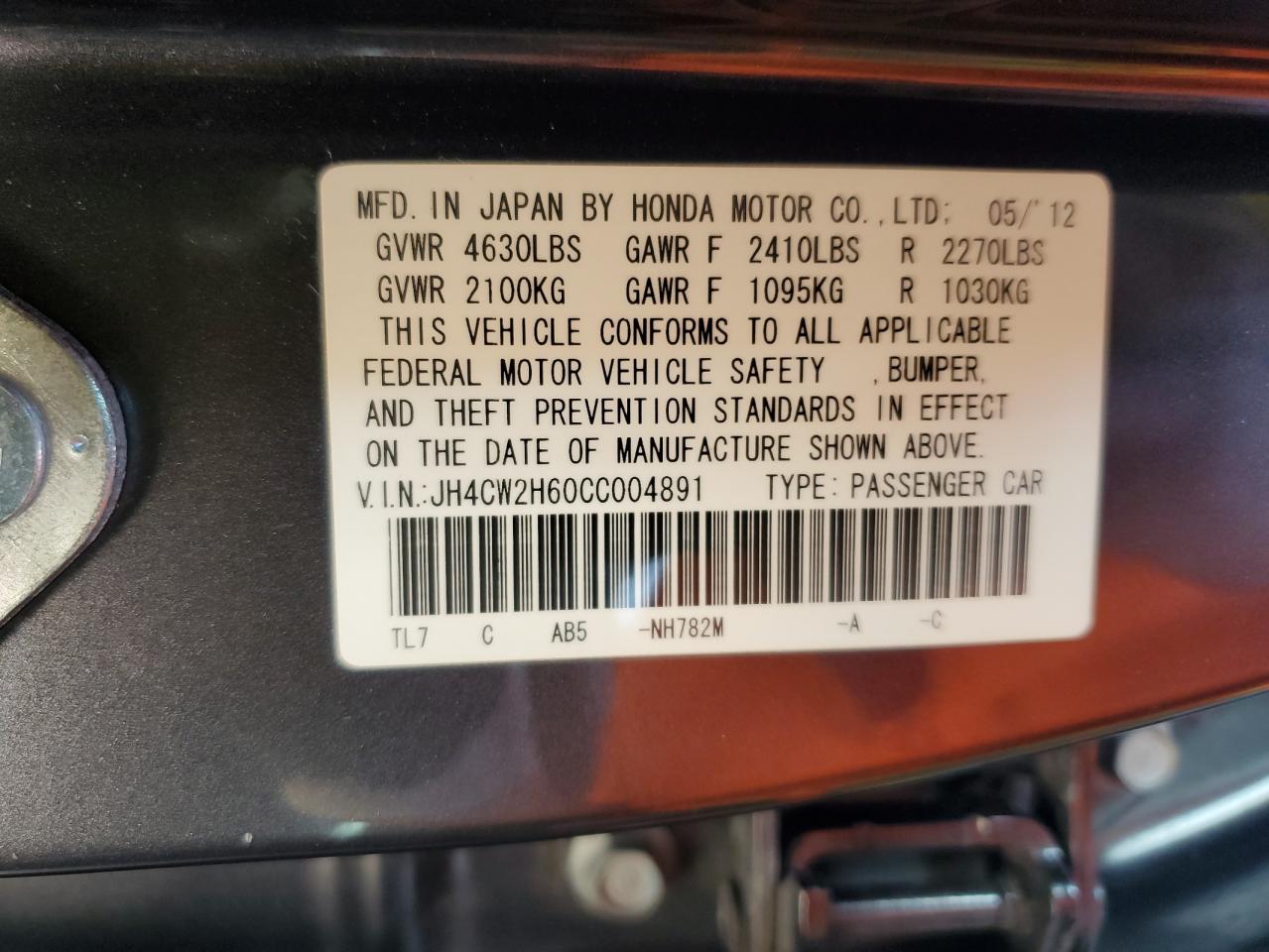 JH4CW2H60CC004891 2012 Acura Tsx Tech