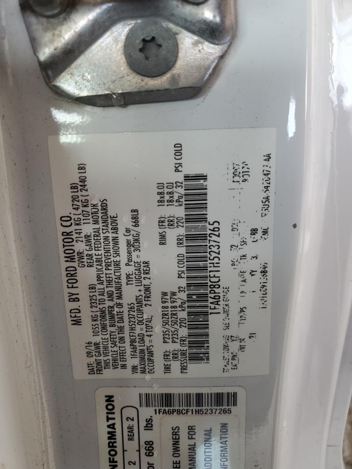 2017 Ford Mustang Gt VIN: 1FA6P8CF1H5237265 Lot: 62035634