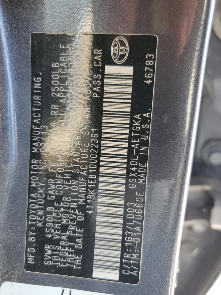 2013 Toyota Avalon Base VIN: 4T1BK1EB1DU022361 Lot: 63320394