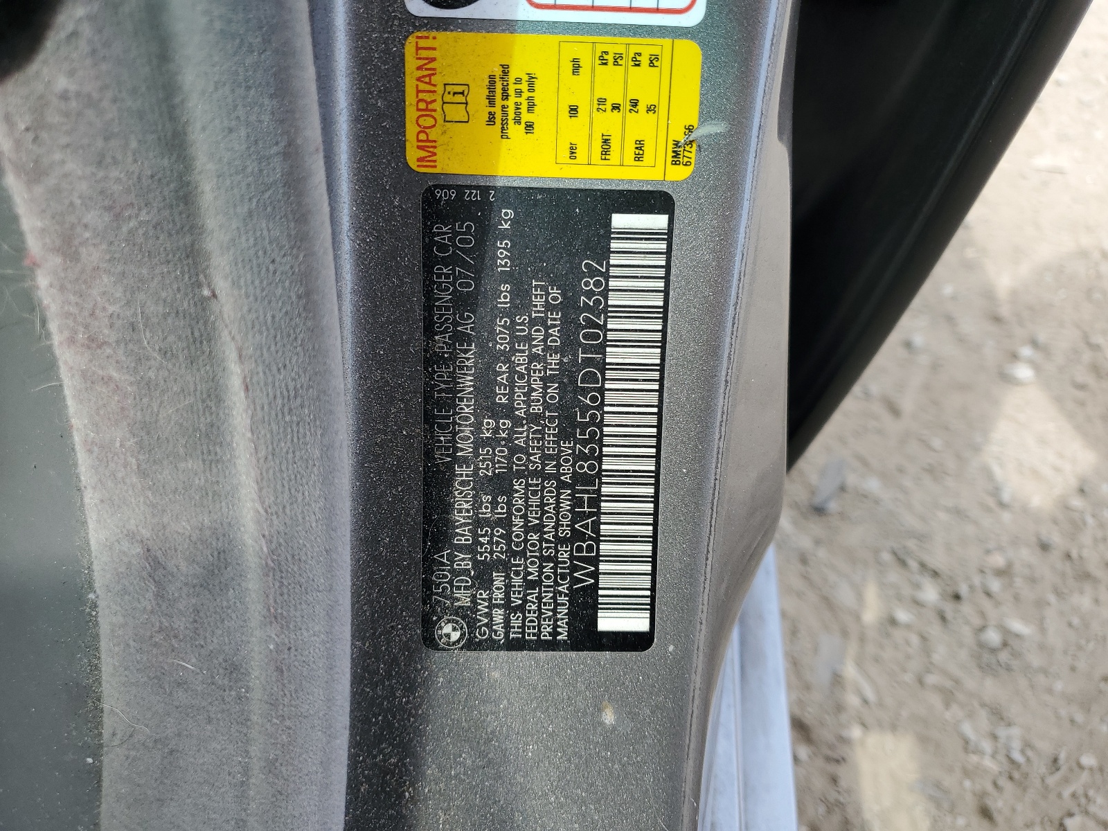 WBAHL83556DT02382 2006 BMW 750 I