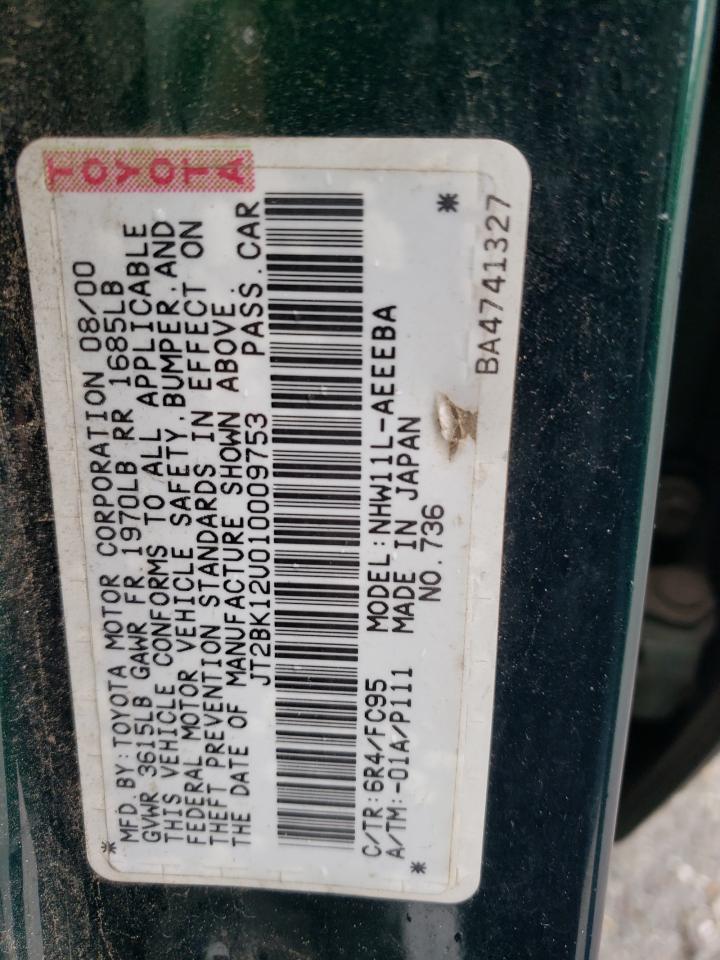 2001 Toyota Prius VIN: JT2BK12U010009753 Lot: 64881564