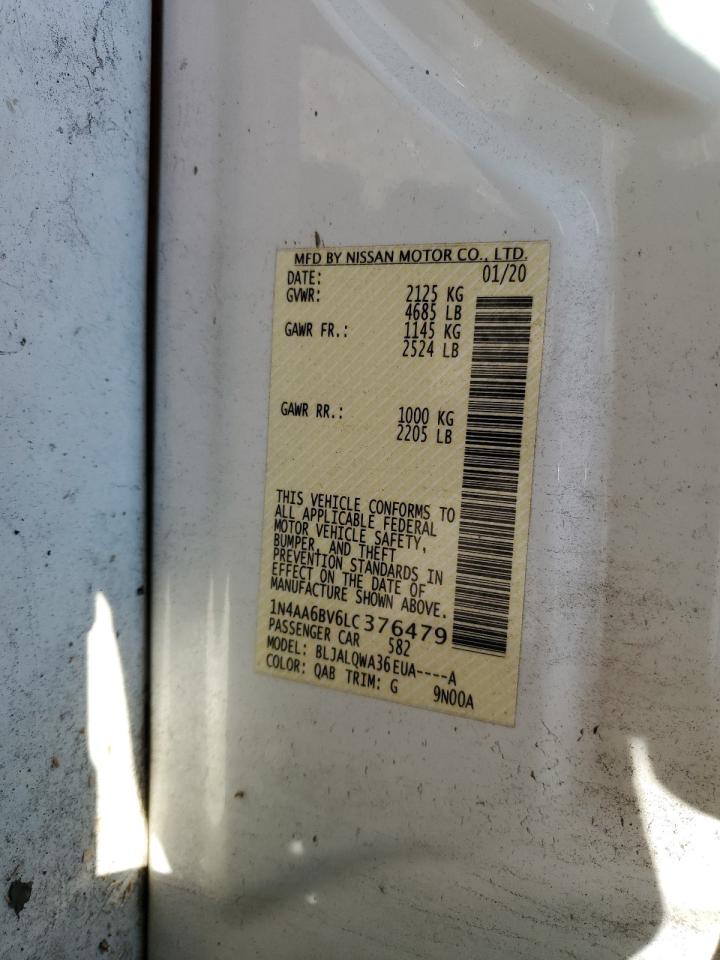 2020 Nissan Maxima S VIN: 1N4AA6BV6LC376479 Lot: 61419344