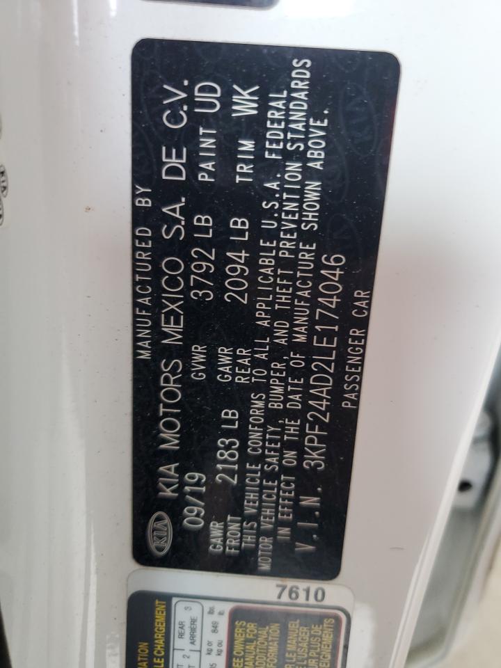 2020 Kia Forte Fe VIN: 3KPF24AD2LE174046 Lot: 63793874