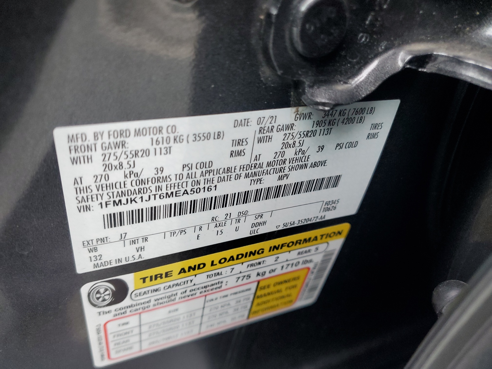 1FMJK1JT6MEA50161 2021 Ford Expedition Max Xlt