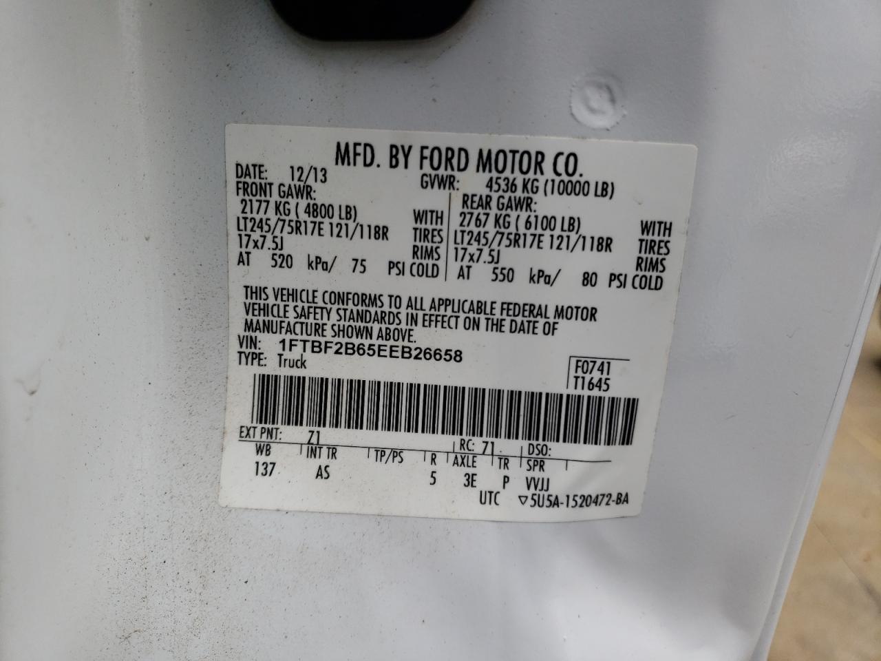 1FTBF2B65EEB26658 2014 Ford F250 Super Duty