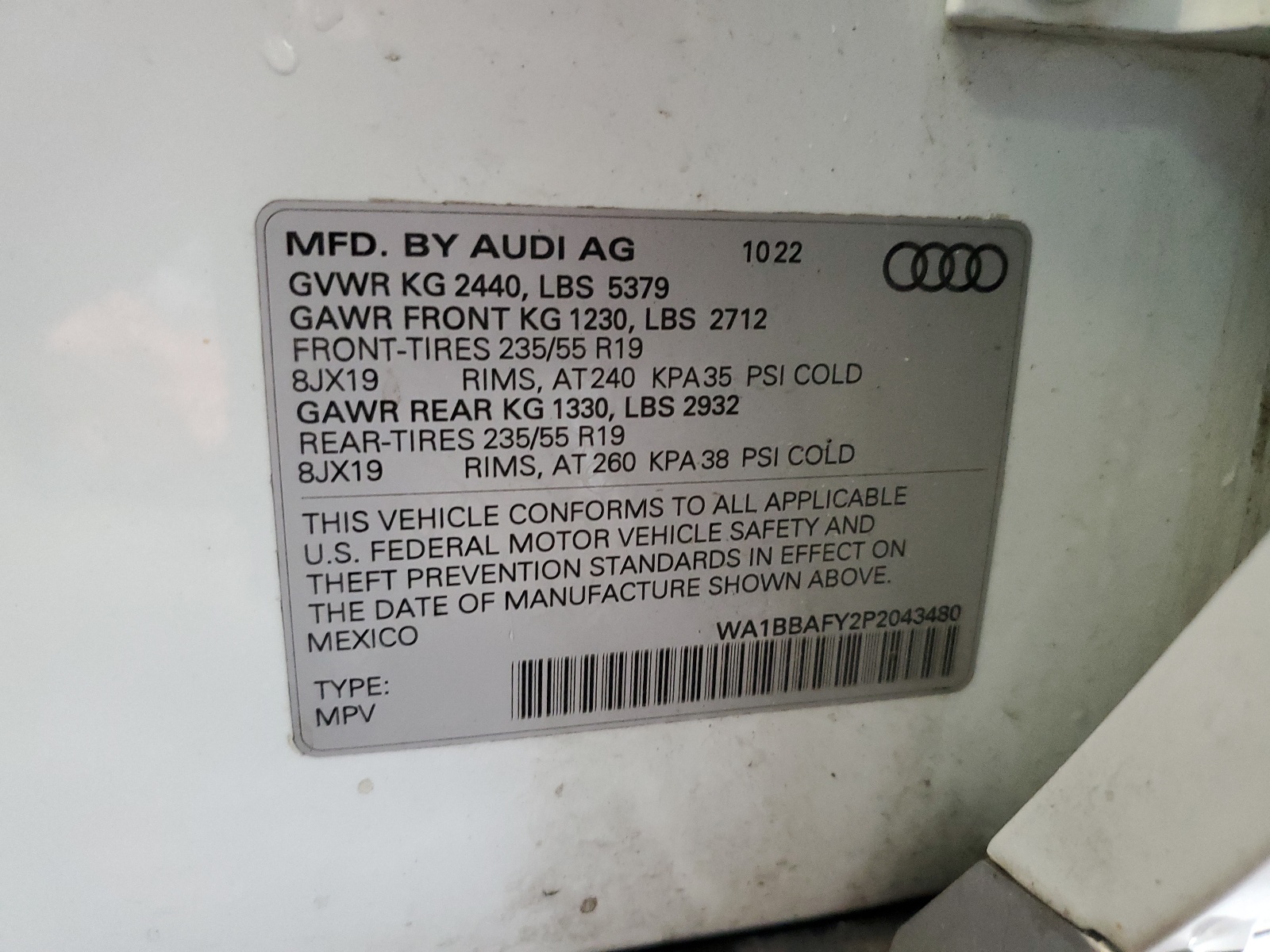 WA1BBAFY2P2043480 2023 Audi Q5 Premium Plus 40