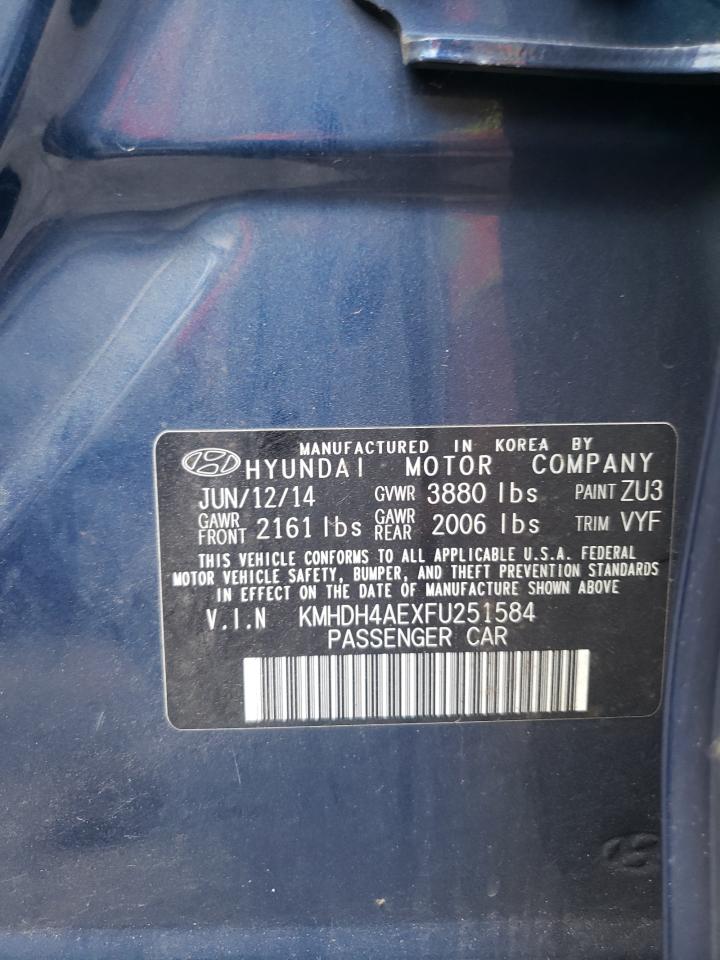 2015 Hyundai Elantra Se VIN: KMHDH4AEXFU251584 Lot: 64659494