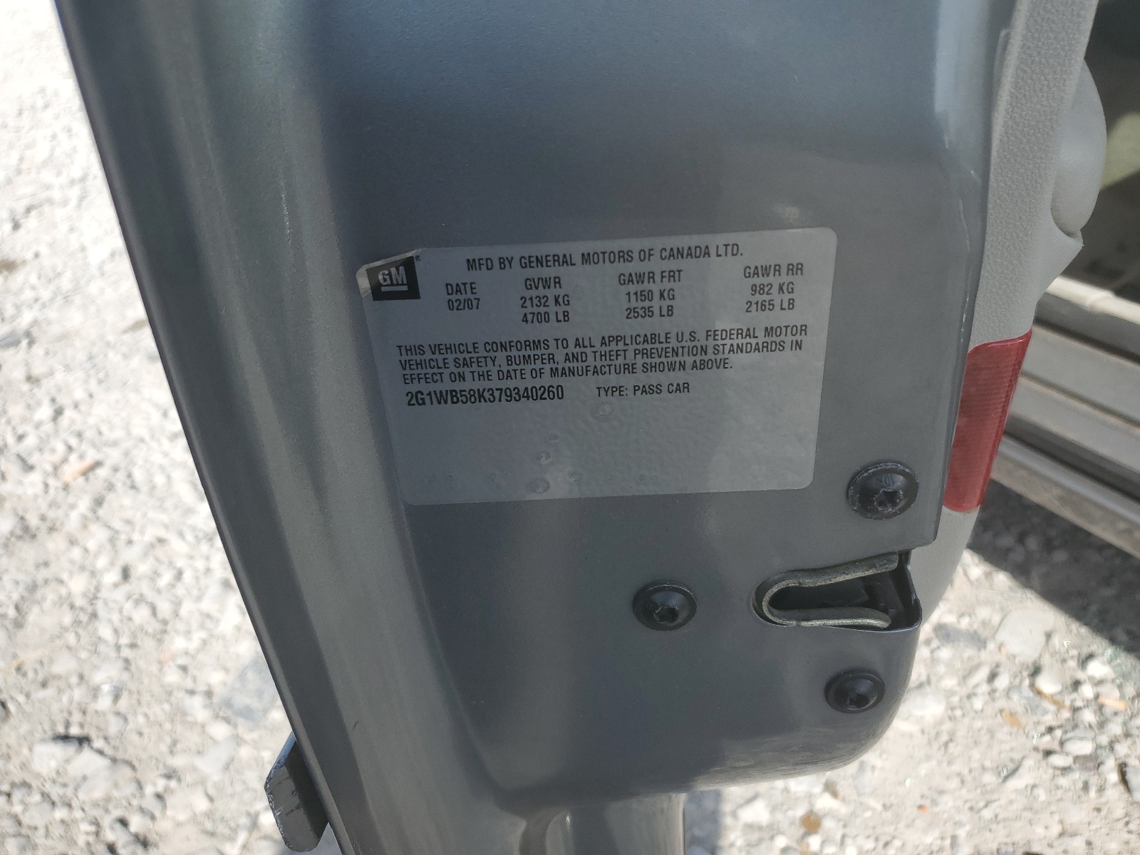 2G1WB58K379340260 2007 Chevrolet Impala Ls