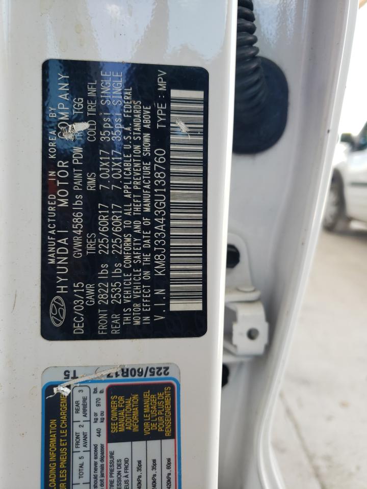 2016 Hyundai Tucson Limited VIN: KM8J33A43GU138760 Lot: 64676914