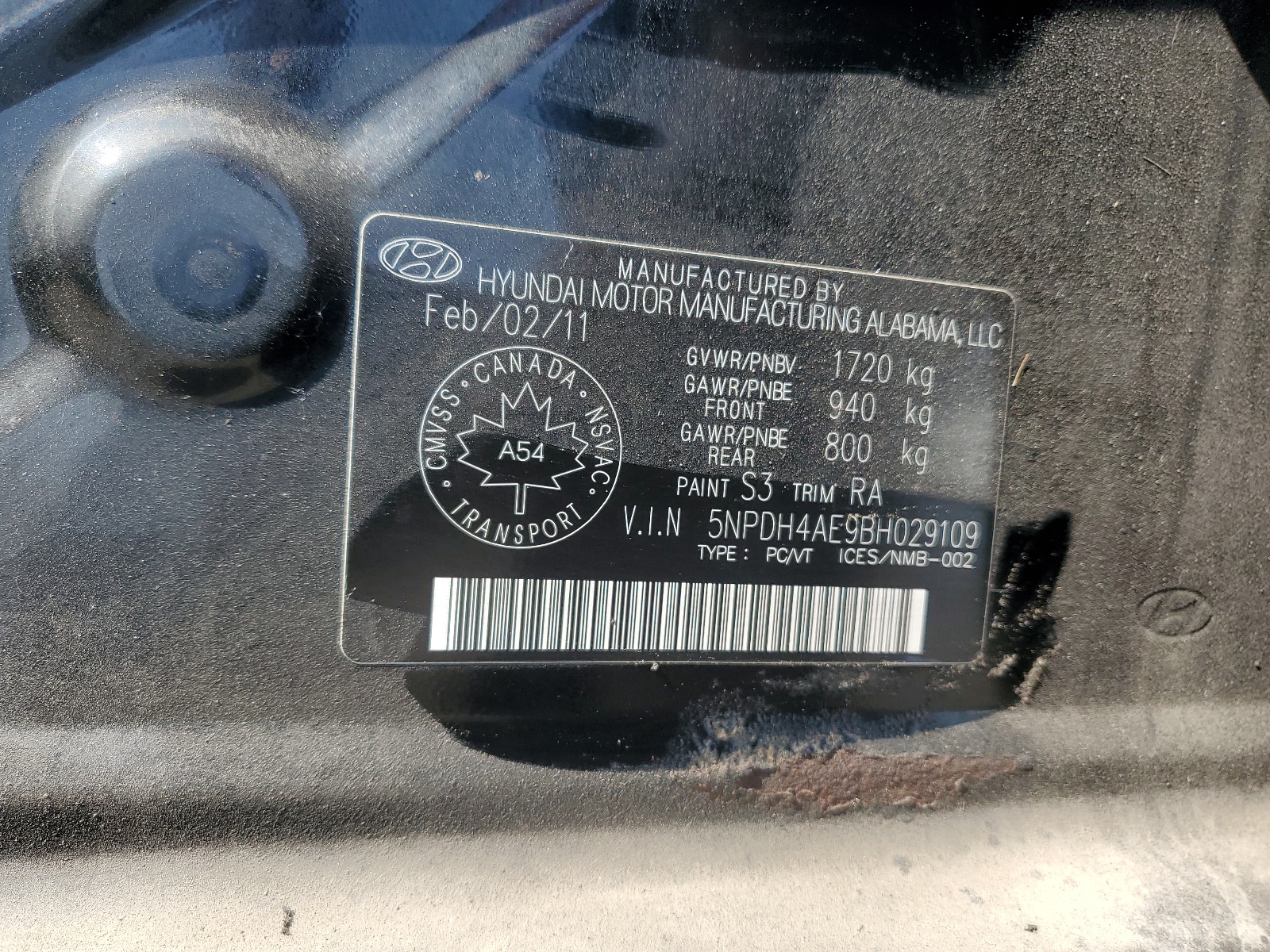 5NPDH4AE9BH029109 2011 Hyundai Elantra Gls