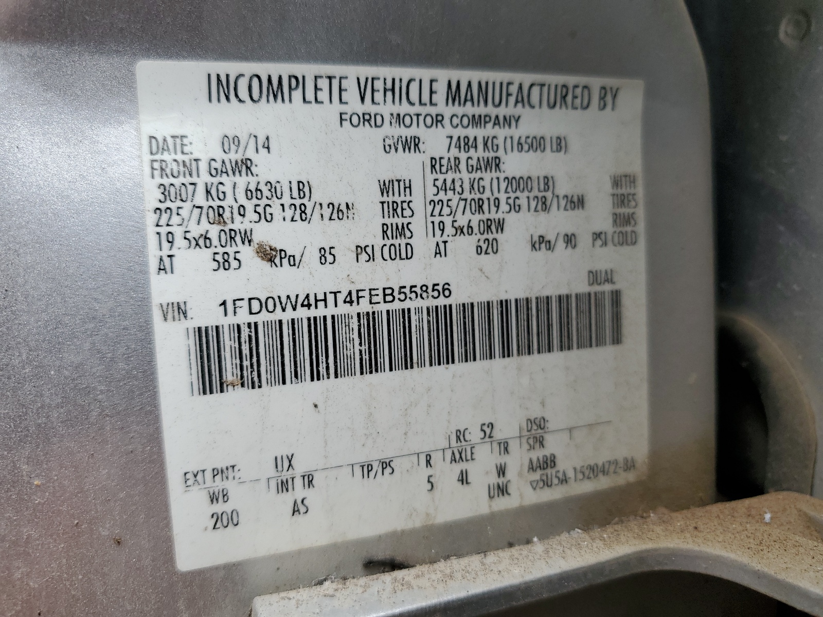 1FD0W4HT4FEB55856 2015 Ford F450 Super Duty